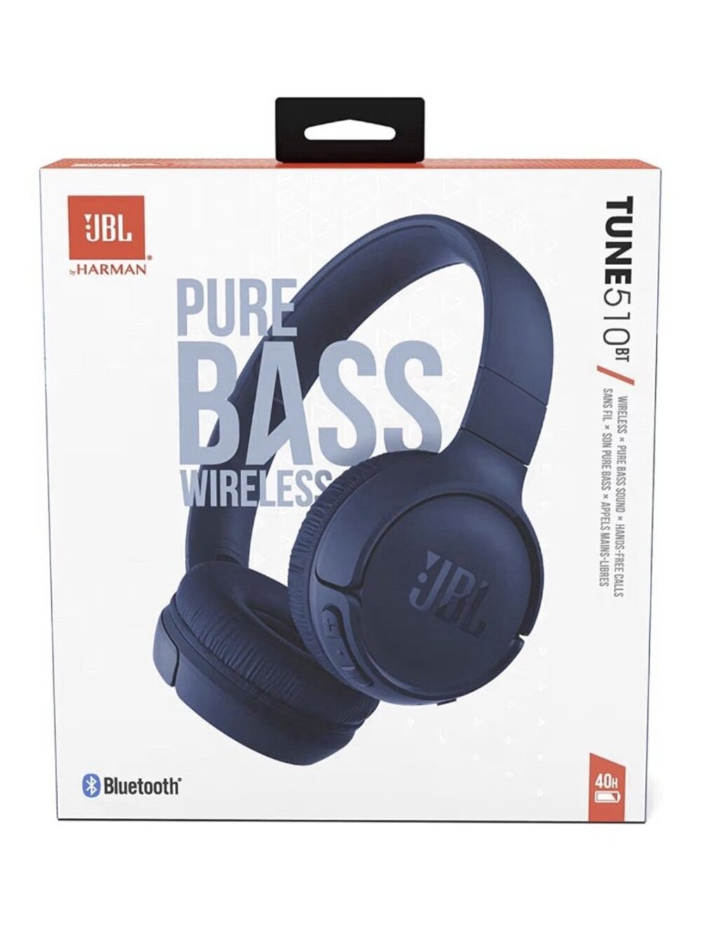 JBL Tune Wireless Headphones With Purebass Sound 510BT Rechargeable 40 Hours New